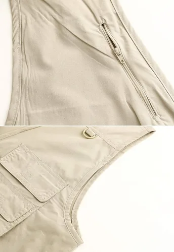 Vista 7 de Hbufnha Chaleco de viaje casual Safari para hombre, 16 bolsillos, chaleco de trabajo al aire libre, chaqueta sin mangas, chaqueta de pesca