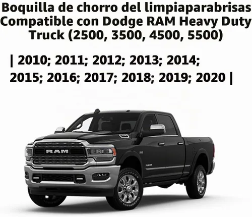 Vista 4 de 4805742AC Compatible con boquillas de limpiaparabrisas RAM Premium Compatible con camiones Dodge RAM 1500-5500 2009-2024 Chorro de boquilla