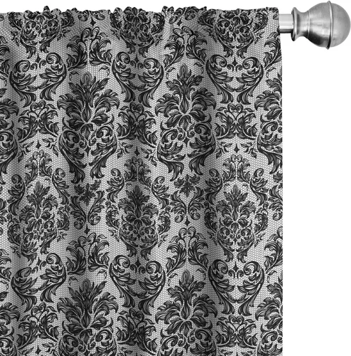 Vista 21 de Ambesonne Paquete de 2 cortinas otoñales para ventana, diseño otoñal con formas intrincadas en espiral y estampado de hojas voladoras, juego ligero