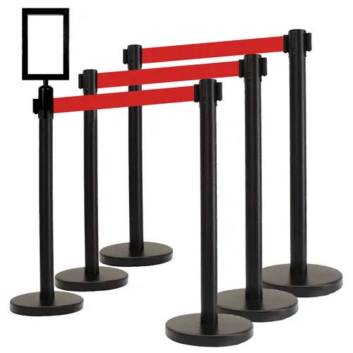 Vista 24 de VIP Crowd Control - Juego de barreras de seguridad con cinturones retráctiles, 91 cm de altura, cinturón de 198 cm y soporte de pared Cinturón