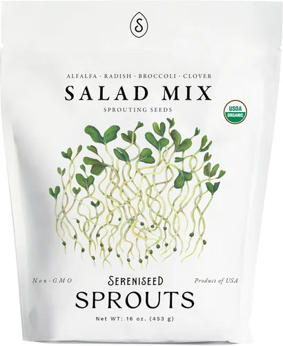 Vista 8 de Semillas de alfalfa orgánicas para brotes (16 oz) – Sin OMG, semillas de herencia para brotes y microverdes