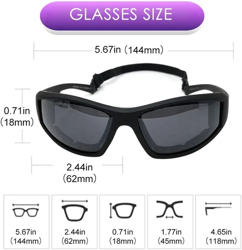 Vista 5 de TERAISE Gafas de equitación para motocicleta, gafas de esquí de seguridad ajustables