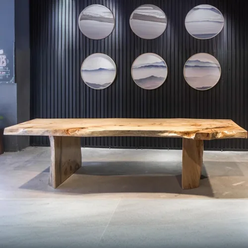 Vista 5 de LITFAD Live‑Edge Mesa de comedor de pino, escritorio de madera maciza
