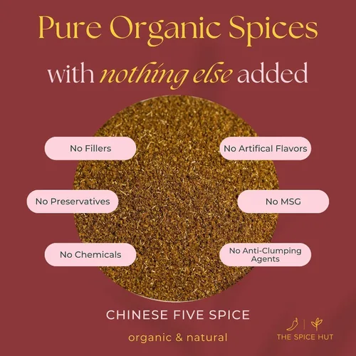 Vista 3 de Chinese Five Spice - Condimento de mezcla orgánica, The Spice Hut, 2.0 onzas