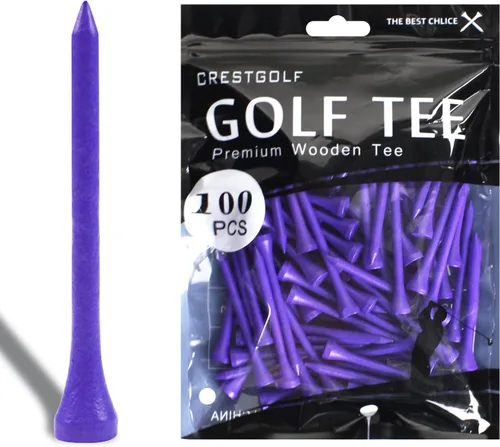 Vista 2 de Crestgolf Camiseta de golf de lujo de 2-3/4 pulgadas, paquete de 100 Púrpura