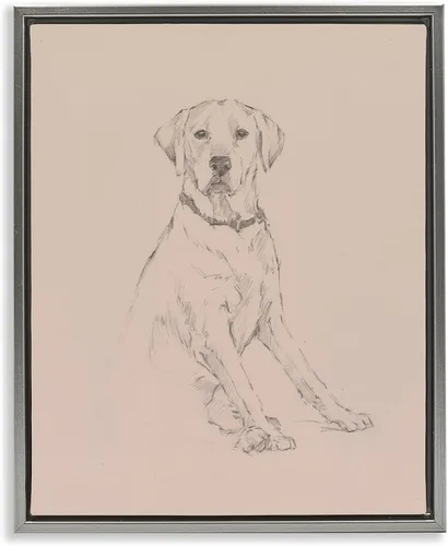 Vista 14 de Stupell Industries Retriever Dog Minimal Drawing Framed Giclée Art, diseño de Ethan Harper Enmarcado en blanco