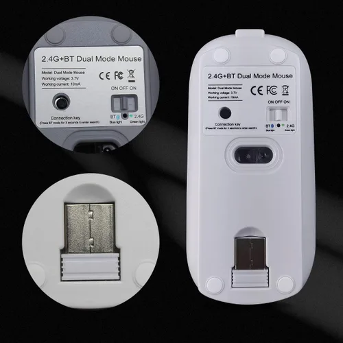 Vista 8 de SUNGI Ratón Bluetooth inalámbrico recargable de doble modo (Bluetooth 5.0+USB), silencioso delgado con mouse de computadora DPI ajustable