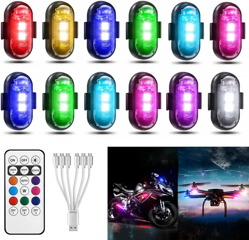 Vista 10 de 8PCS Luces Estroboscópicas LED Inalámbricas, Halloween 8 Colores Luces Estroboscópicas Inalámbricas con Control Remoto, IP65 Impermeable Recargable