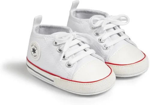Vista 3 de KIDSUN zapatos deportivos altos hasta el tobillo para bebés, niños y niñas con suela antideslizante, suaves, para recién nacidos, zapatos