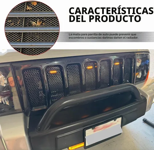 Vista 5 de 1 PC Malla de Diamante Automotriz, Rollo de Malla de Parrilla Multifuncional de Aleación de Aluminio, 39.37" x 12.99" Pulgadas Malla de Salida