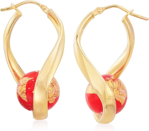 Vista 4 de Ross-Simons Italian Murano Glass Bead Twisted Hoop Earrings in Silver