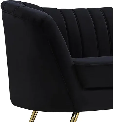 Vista 5 de Meridian Furniture Colección Margo Modern Sofá tapizado de terciopelo contemporáneo con acolchado de canal profundo y patas de acero inoxidable