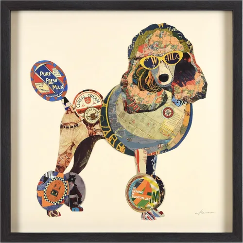 Vista 16 de Empire Art Direct Alex Zeng - Papel gráfico enmarcado con collage dimensional de bulldog francés bajo vidrio, listo para colgar, 17 x 17 pulgadas