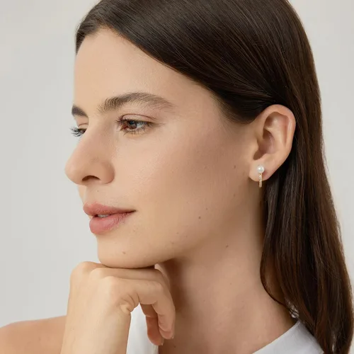 Vista 7 de Aretes de aro ligeros para mujer, diseño de perlas minilmalistas, infinito, estrella, cruz para orejas sensibles, aretes de aro delicados para mujer