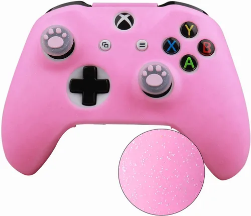 Vista 2 de RALAN - Funda protectora de silicona antideslizante con purpurina para control de Xbox One, compatible con Xbox 1 con mando de mando inalámbricocon