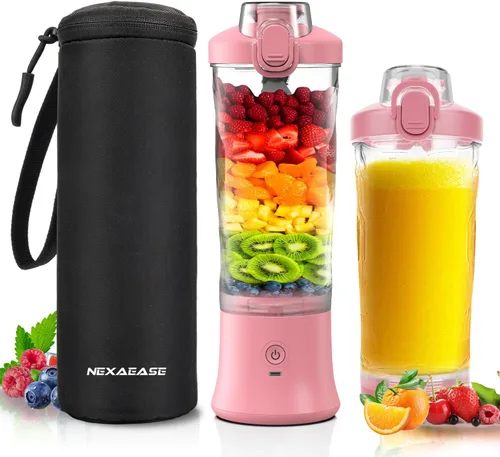 Vista 8 de Licuadora portátil exprimidor personal para batidos batidos con mango oculto 16 Oz Electric Protein Shaker Bottle, USB-C Rechargeable, Mini Small