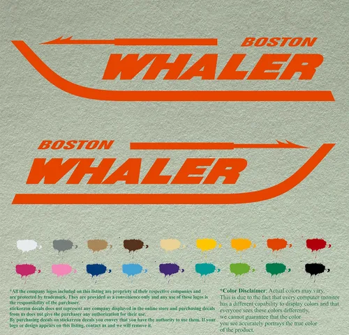 Vista 16 de Par de calcomanías Boston Whaler para barcos, calcomanías de vinilo, motor de barco, lote de 2, Negro 070