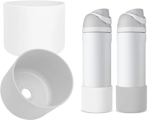 Vista 19 de 2 botas de silicona compatibles con Owala FreeSip de 24 onzas, funda protectora superior para botella de agua, reducción de ruido, cubierta inferior