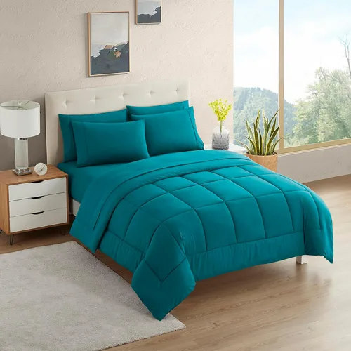 Vista 81 de Sweet Home Collection Juego de edredón de 7 piezas de color sólido para todas las estaciones, manta alternativa de plumón suave y lujosas sábanas