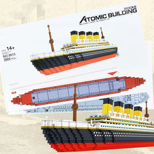 Vista 3 de Titanic - Juego de bloques de construcción, 3800 piezas de crucero Titanic Boat Kit de construcción compatible con Creator Expert 10294