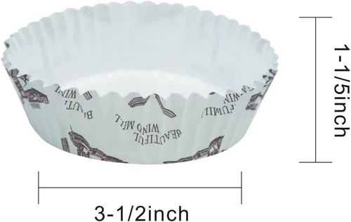Vista 7 de Taza de papel antiadherente desechable con volantes y forma redonda, paquete de 100 (3.5 pulgadas)