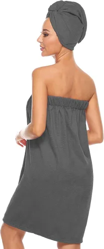 Vista 3 de Orrpally Bata de Envoltura de Ducha para Mujer, Toalla de Envoltura de Baño, Bata de Spa, Envoltura Corporal Ajustable