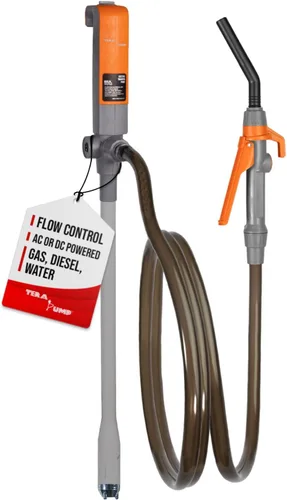 Vista 13 de TERA PUMP Bomba de transferencia de combustible con boquilla de control de flujo rápido - 3 veces más potente, alimentada por batería D, manguera