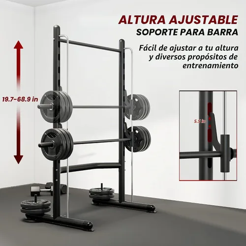 Vista 4 de Soozier Squat Rack with Pull Up Bar Adjustable Power Black