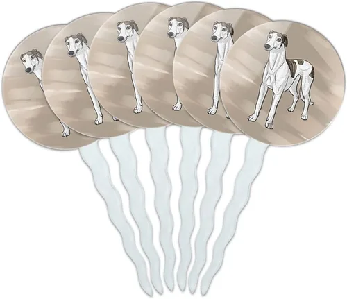 Vista 10 de Juego de 6 palillos para cupcakes para decoración de perros y cachorros - Basset Hound Face