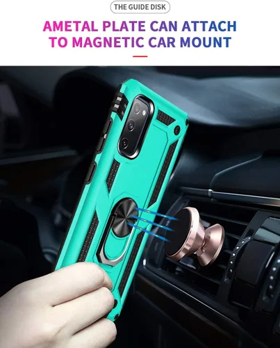 Vista 6 de Funda para Galaxy S20 FE, con protector de pantalla HD, [grado militar] Soporte de coche híbrido PC duro TPU suave a prueba de golpes funda
