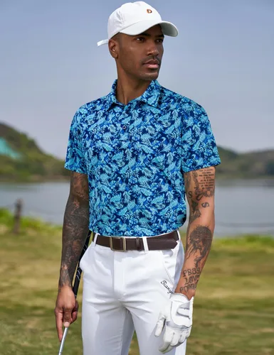Vista 129 de TAPULCO Camisetas tipo polo de secado rápido para hombre, diseño de camuflaje, atléticas, ligeras, transpirables, casuales, para golf