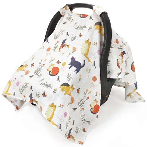 Vista 18 de Metplus Funda de muselina para asiento de coche para bebés, funda transpirable para asiento de coche infantil, funda ligera para portabebés