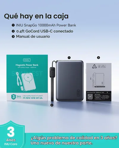 Vista 8 de Banco de poder más delgado magnético de INIU, cargador portátil 10000mAh Negro