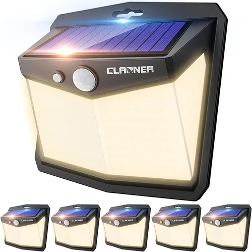 Vista 9 de Claoner - Luces solares con sensor de movimiento [128 LED/4 paquetes], luces para exterior con 3 modos de iluminación con 270° de angulo