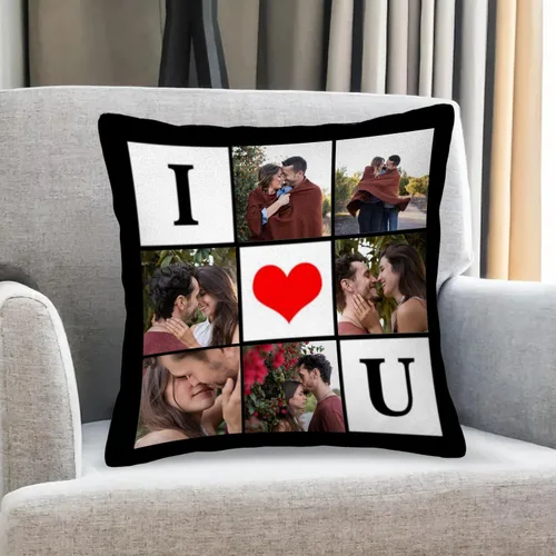 Vista 14 de Custom Pillows with Picture Name Personalized Throw Pillow Cover with Photos Text - Gifts for Couple Family Christmas Valentine's Day Birthday