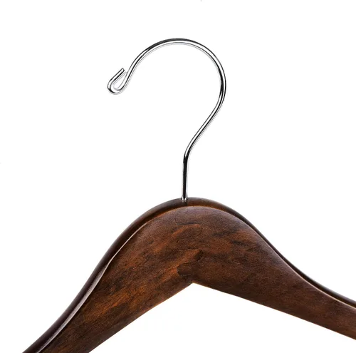 Vista 5 de Quality Hangers Perchas de madera hermosas y resistentes para abrigos, perchas curvas, ideales para viajeros, colgador resistente con barra