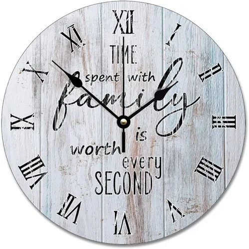 Vista 19 de Time Spent with Family is Worth Every Second - Reloj de pared de grano de madera de playa degradado de 10 pulgadas, funciona con pilas, reloj