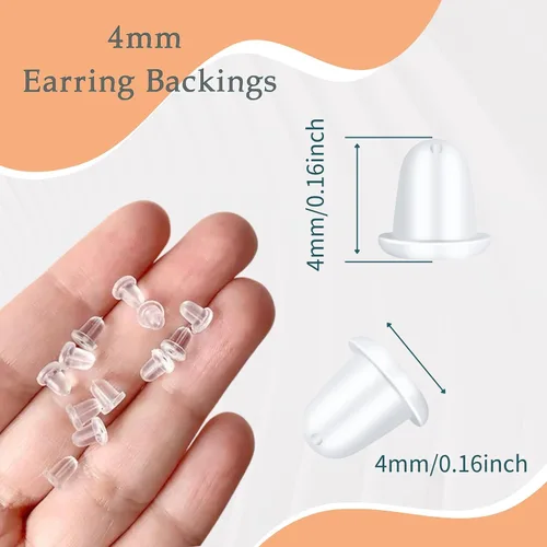 Vista 4 de Parte trasera de goma para aretes, 200 piezas de repuesto suaves y transparentes, tapones de plástico para orejas caídas