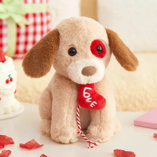 Vista 5 de Glow Guards Peluche de perro Labrador de San Valentín, peluche de perro labrador de 10 pulgadas con corazón rojo, peluche suave para cachorros
