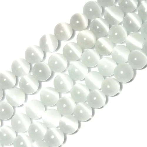 Vista 22 de Cuentas de Ojo de Gato Negro, Redondas de 6 mm, Piedras Preciosas Semipreciosas Sueltas para Fabricación de Joyas (63-66 piezas/cadena)