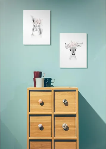 Vista 3 de The Kids Room by Stupell Sketched Fluffy Bunny Flowers - Placa de pared de Flores de conejito esponjosas