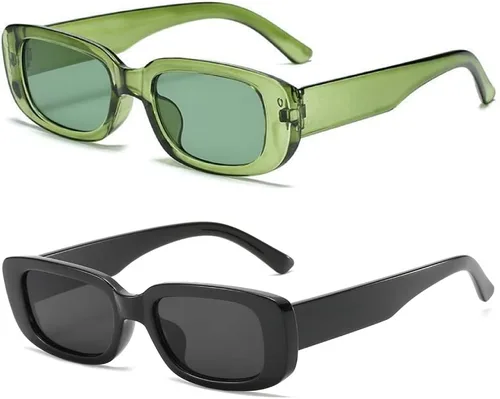 Vista 15 de Dollger - Lentes de sol rectangulares para mujer y hombre, gafas de moda retro, protección UV 400, armazón cuadrado A: negro y marrón leopardo