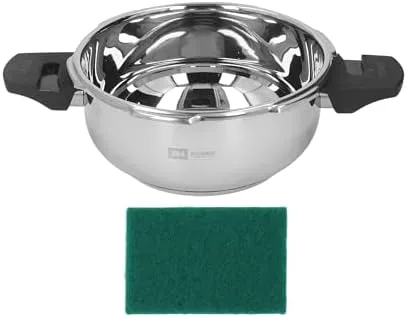 Vista 6 de VBESTLIFE Mini olla a presión de acero inoxidable de 1.8L con protección automática de detección de presión, 80KPA, mango doble, adecuada para todos