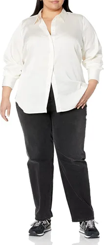 Vista 7 de Tienda Essentials Blusa de satén con botones de ajuste regular para mujer (disponible en tallas extragrandes)