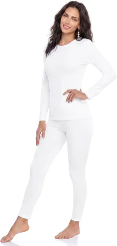 Vista 12 de WEERTI Ropa interior térmica para mujeres Long Johns con forro polar, capa base para mujeres para clima frío, conjunto de top y pantalón Negro