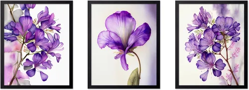 Vista 67 de Poster Master Póster botánico vintage de 3 piezas, estampado floral retro, regalo para artistas, amigos, flores de acuarela, brillante, azul