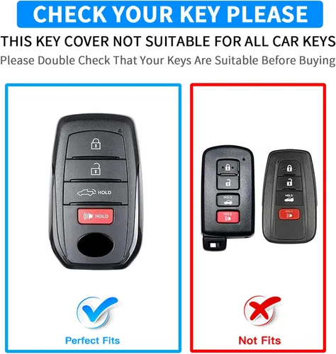 Vista 2 de QBUC Funda de Cuero Genuino para Llavero de Toyota Tacoma, Compatible con Toyota Tundra Prius Venza Corolla Crown Sequoia Grand Highlander RAV4