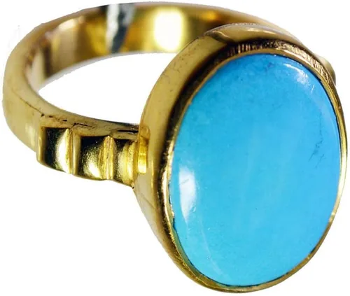 Vista 3 de Reak Tourquoise - Anillo chapado en oro para mujer con piedra natal astrológica, talla H a Z