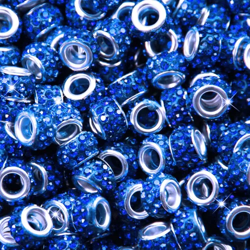 Vista 8 de 60 Piezas Cuentas Espaciadoras de Diamantes de Imitación con Agujero Grande Cuentas Espaciadoras Negras Europeas para Manualidades Cuentas Grandes