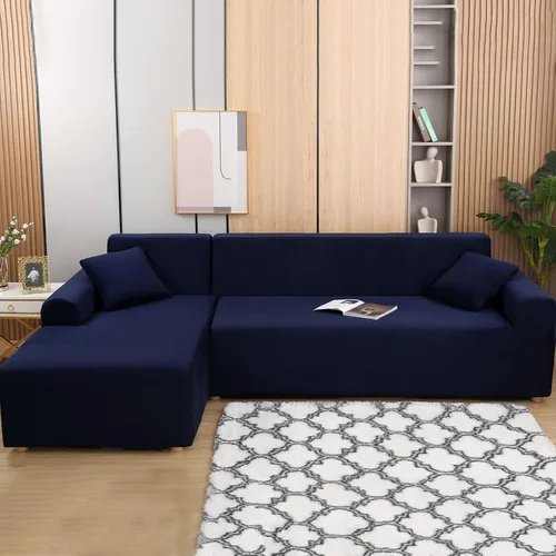 Vista 11 de Fundas para sofá modular, 2 fundas de sofá en forma de L con fundas de almohada, fundas elásticas de terciopelo para sofá de 3 + 3 plazas, fundas